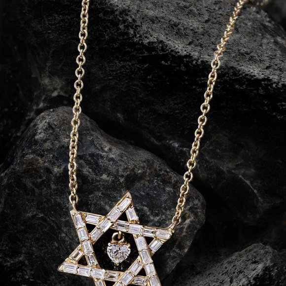 Heart Centered 14K (or 18k upon request) Gold Star Of David Necklace - Picture 4 of 8